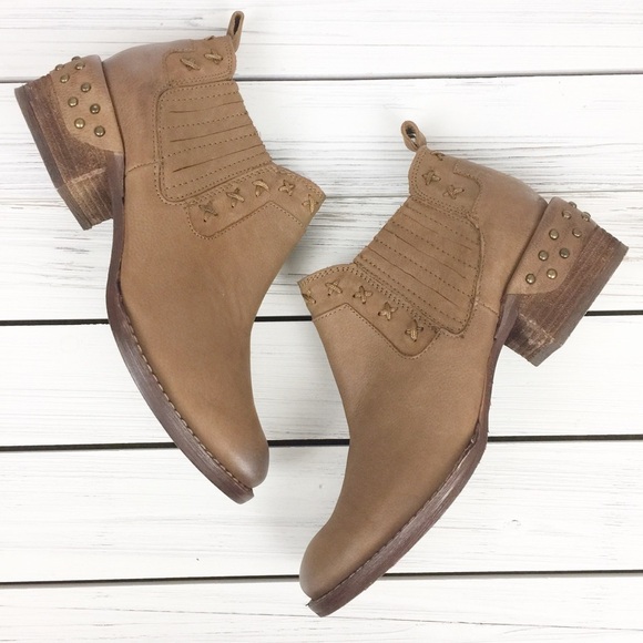 Naughty Monkey Studded Boho Brown Ankle Boots - Picture 4 of 8